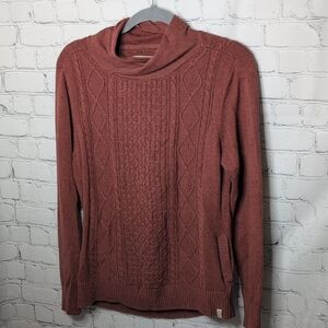 Old Ranch Women's Lumi Cable Knit Sweater Organic Cotton Rust Color